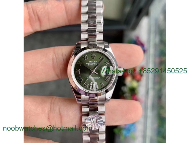 Replica Rolex Datejust 28MM Ladies WF Green Dial Swiss ETA 2671 Watch