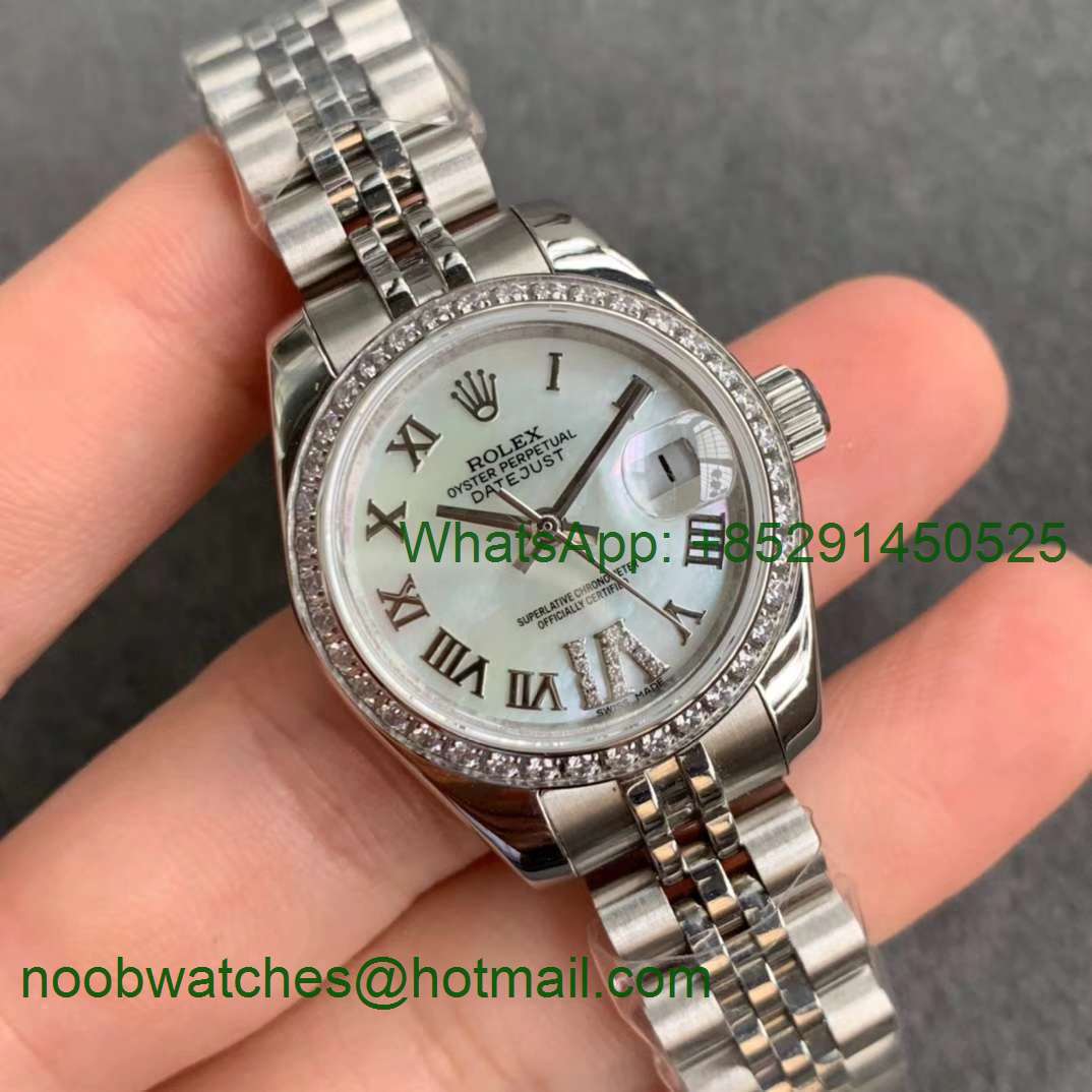 Replica Rolex Datejust 28MM 279383RBR Ladies WF Diamond Bezel MOP Dial Swiss ETA 2671 Watch