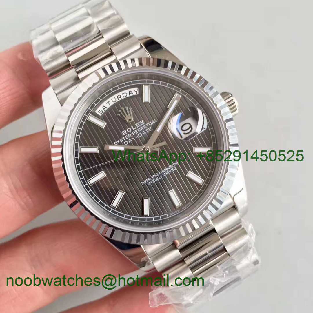 Replica Rolex Day-Date 40 228239 Noob 1:1 Best Edition Stripe Textured Gray Dial President Bracelet A3255