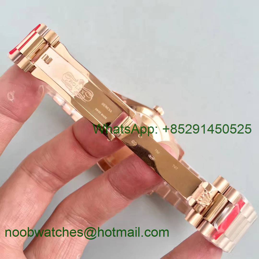 Replica Rolex DayDate 40 228235 Rose GOLD Noob 1:1 Best Edition Brown Textured Dial RG President Bracelet A3255