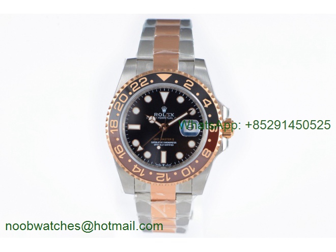 Replica Rolex GMT-Master II 126711 CHNR 2tone Rose Gold/Steel Black/Brown Ceramic EWF Best Edition A2836