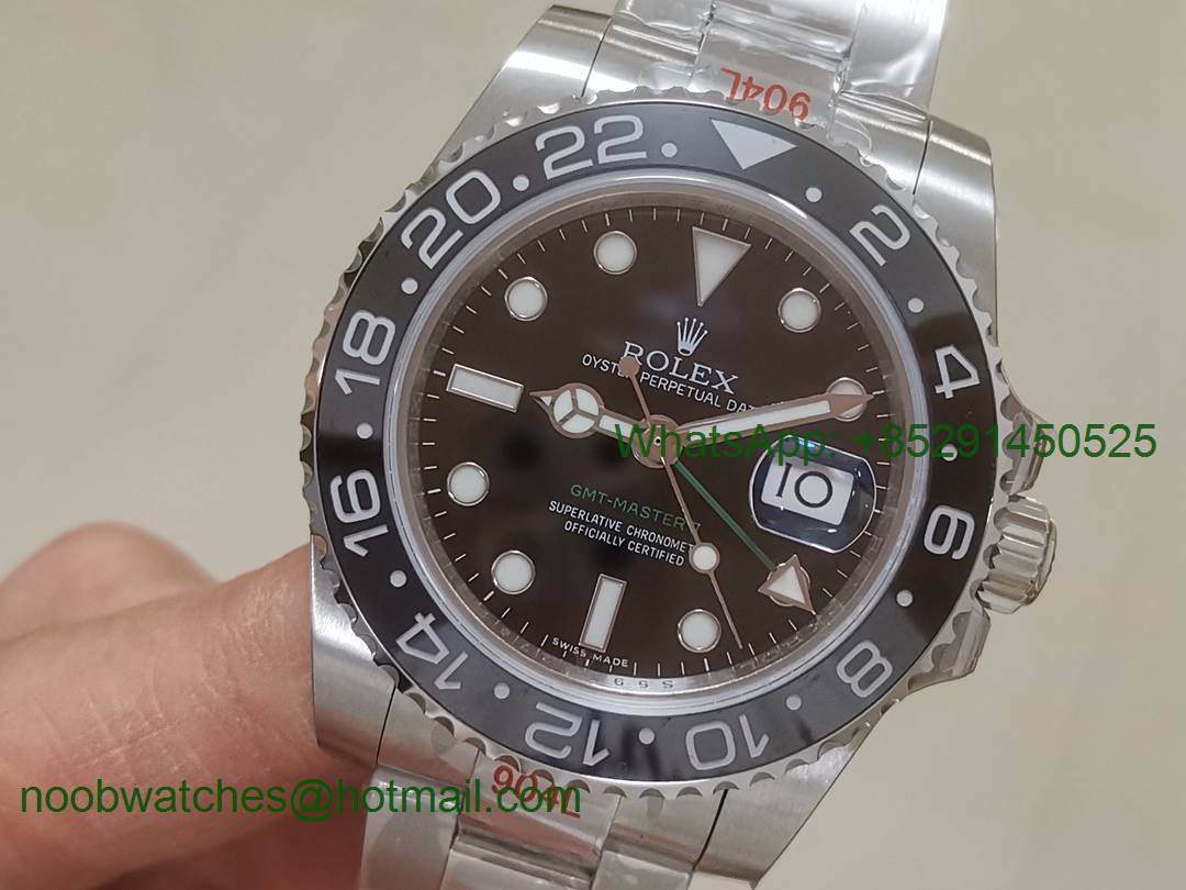 Replica Rolex GMT Master II 116710 LN Real Ceramic 904L SS GMF 1:1 Best Black Dial A3186 Correct Hand Stack