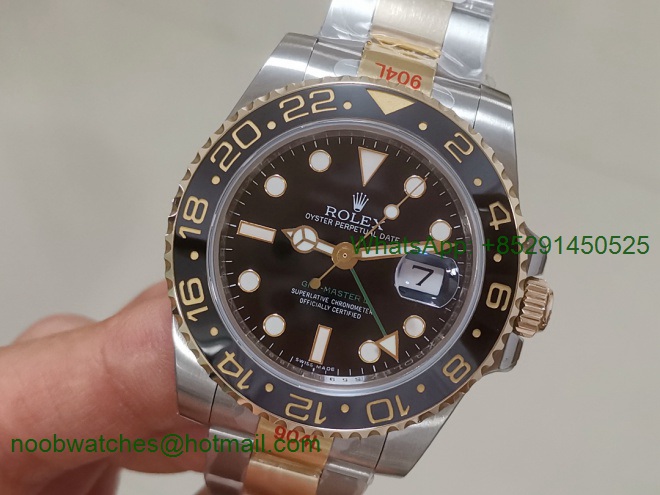Replica Rolex GMT-Master II 116713 LN Yellow Gold Wrapped 904L Steel GMF 1:1 Best A3186 Correct Hand Stack