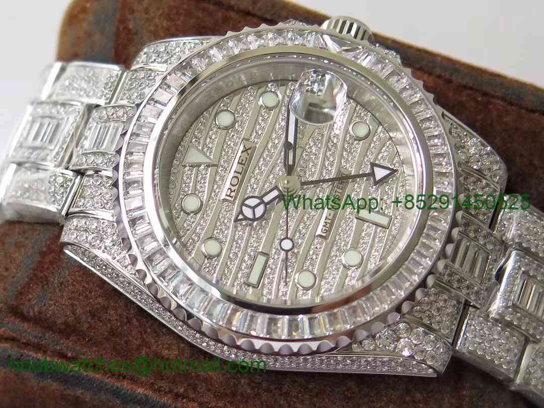 Replica Rolex GMT Master II 116769 BRIL Full Diamonds Watch TWF Best Edition A2836