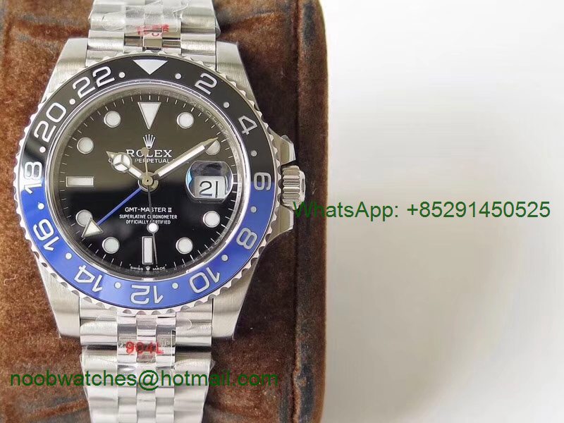 Replica Rolex GMT Master II 126710 BLNR Real Ceramic 904L SS GMF 1:1 Best Julibee A3285 Correct Hand Stack