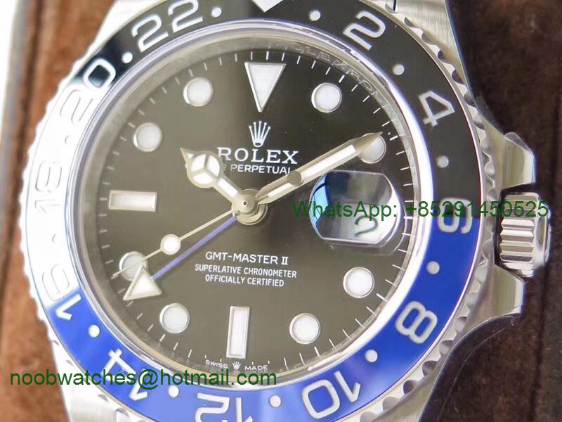 Replica Rolex GMT Master II 126710 BLNR Real Ceramic 904L SS GMF 1:1 Best Julibee A3285 Correct Hand Stack