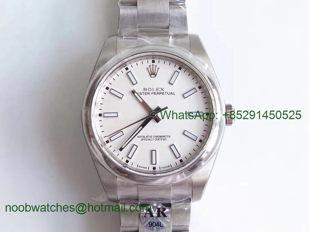 Replica Rolex Oyster Perpetual 39mm 114300 ARF 1:1 Best Edition 904L SS White Dial SH3132
