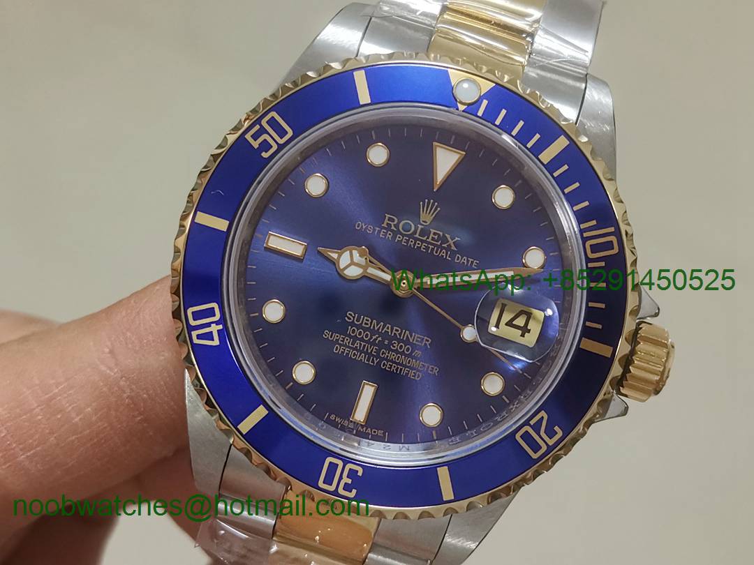 Replica Rolex Submariner 16613 Gold/Steel Blue Dial BP Factory Asian 2813