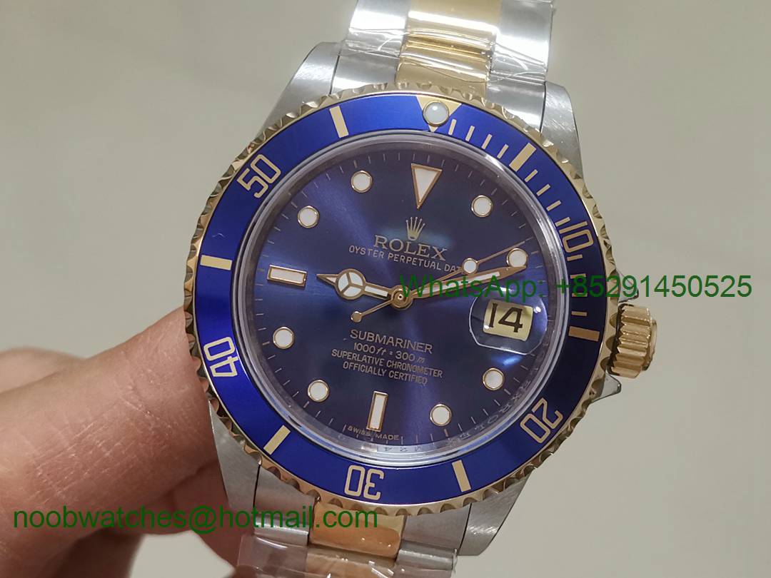 Replica Rolex Submariner 16613 Gold/Steel Blue Dial BP Factory Asian 2836