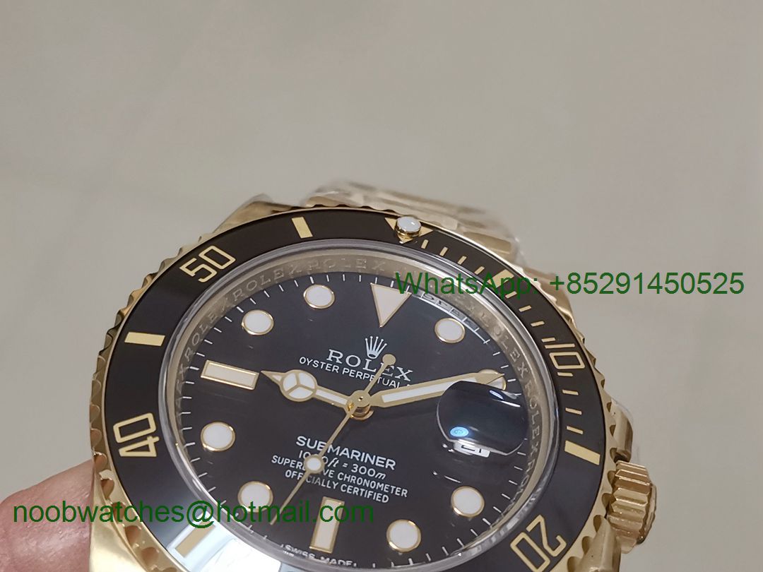 Replica Rolex Submariner 116618 Full Gold Black Dial BP Factory V2 Asian 2813 