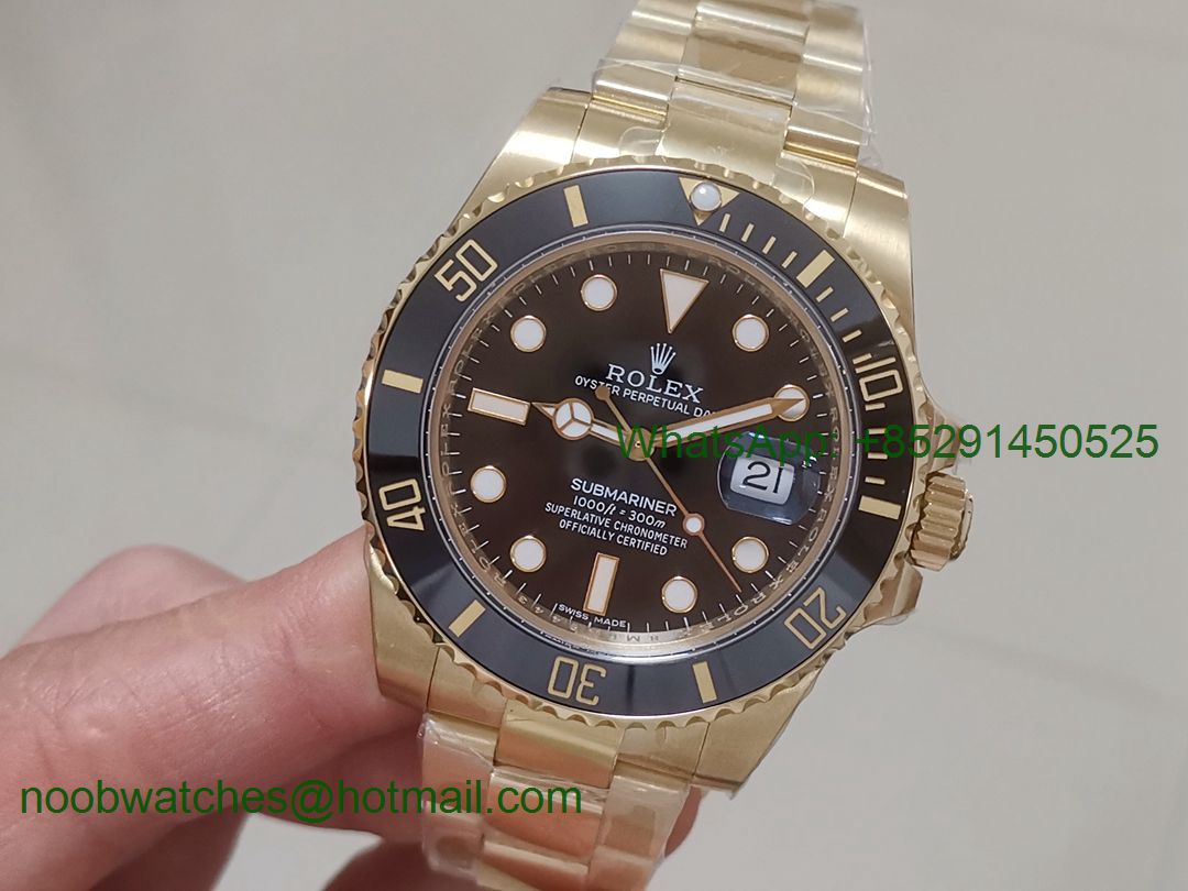 Replica Rolex Submariner 116618 Full Gold Black Dial BP Factory V2 Asian 2836