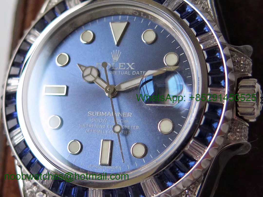 Replica Rolex Submariner Date 116619LB 904L Diamonds Bezel Blue Dial GSF