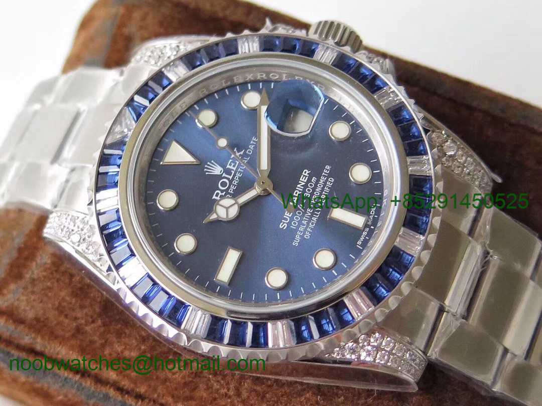 Replica Rolex Submariner Date 116619LB 904L Diamonds Bezel Blue Dial GSF
