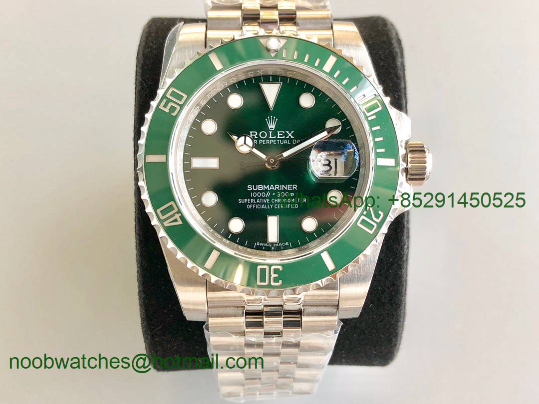 Replica Rolex Submariner 116610 LV Green Ceramic Hulk V9F 904L 1:1 Best Edition Jubilee Bracelet SA3135