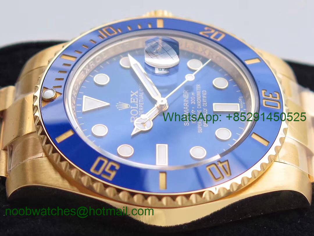 Replica Rolex Submariner 116618 LB VRF 1:1 Best Edition 18kt Yellow Gold Wrapped Blue Dial MAX Version
