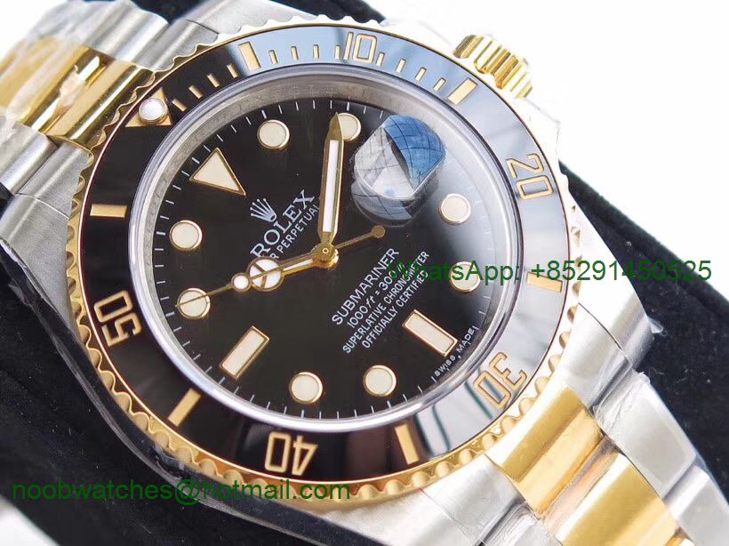 Replica Rolex Submariner 116613 LN 2tone VRF 1:1 Best Edition 18kt Yellow Gold Wrapped Black Dial MAX Version