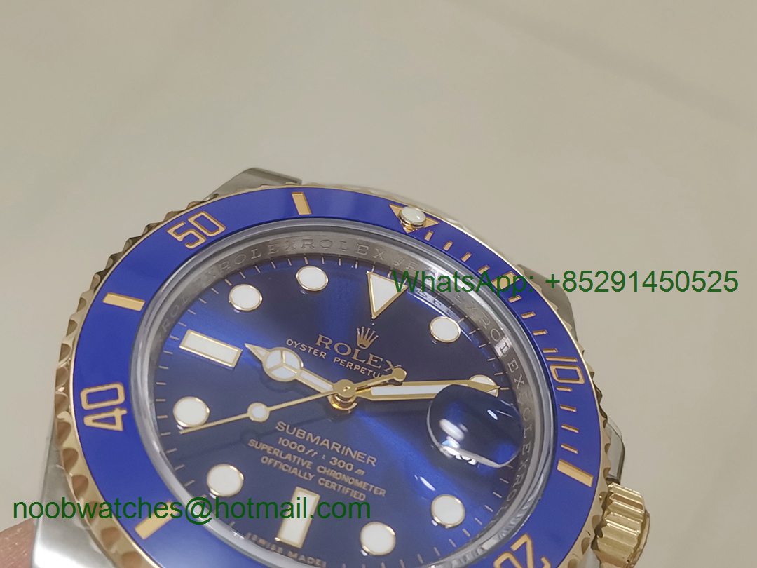 Replica Rolex Submariner 116613 LB 2tone Yellow Gold Blue Ceramic ARF 1:1 Best Edition 904L SH3135 V3