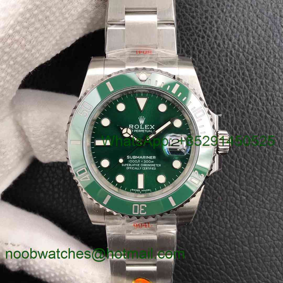 Replica Rolex Submariner 116610 LV HULK Green Ceramic Noob 1:1 Best Edition 904L A2836 V10