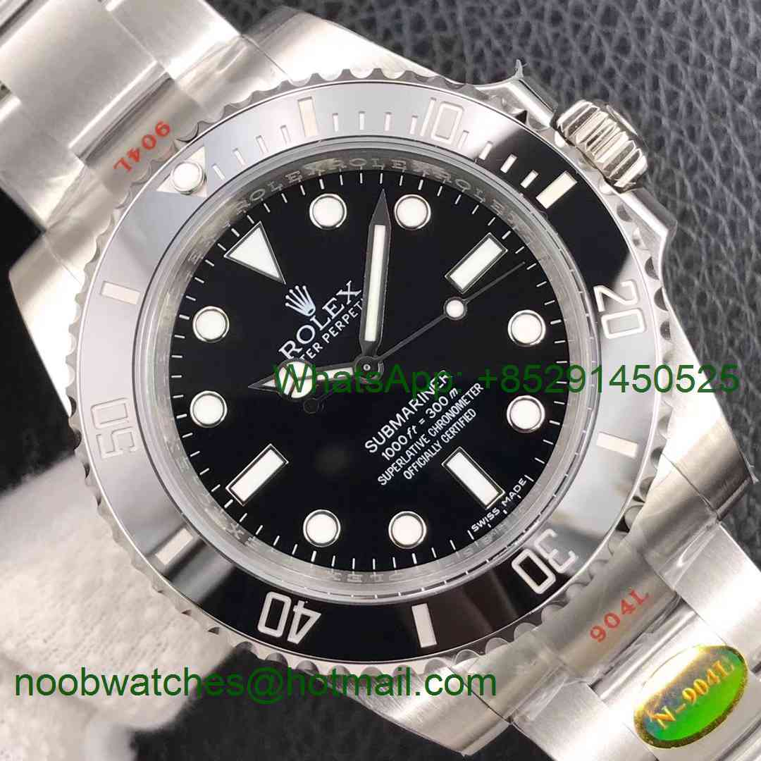 Replica Rolex Submariner 114060 No Date Black Ceramic Noob 1:1 Best Edition 904L SA3130 V10