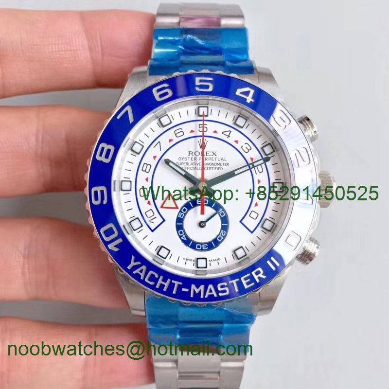 Replica Rolex YachtMaster II 116680 SS Blue Ceramic JF 1:1 Best Edition on SS Bracelet A7750