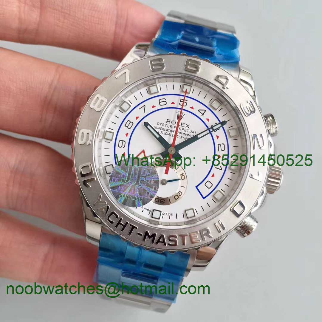 Replica Rolex YachtMaster II 116689 SS JF 1:1 Best Edition White Dial on SS Bracelet A7750