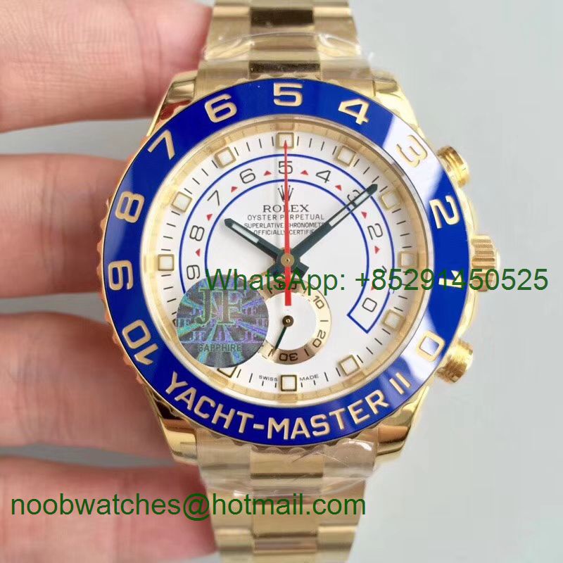 Replica Rolex YachtMaster II 116688 ALL Yellow GOLD Blue Ceramic JF 1:1 Best Edition Bracelet A7750