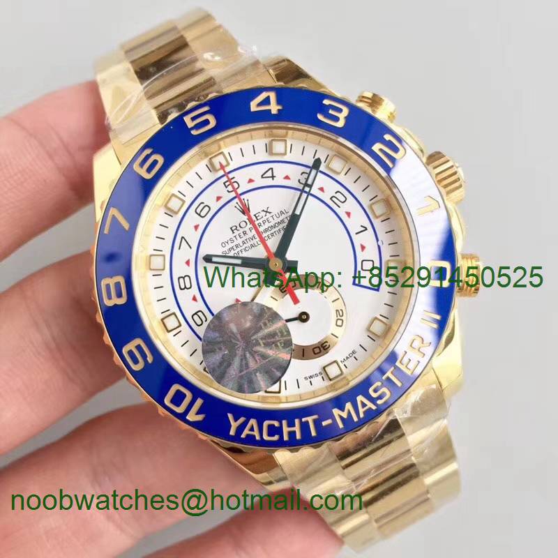 Replica Rolex YachtMaster II 116688 ALL Yellow GOLD Blue Ceramic JF 1:1 Best Edition Bracelet A7750