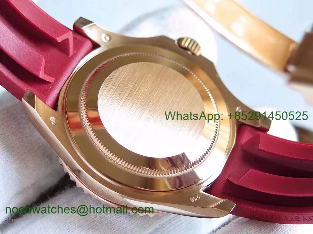 Replica Rolex Yacht-Master 40 116695SATS Rainbow Crystal Bezel Noob 1:1 Best 904L Red Rubber Strap (Free Extra Strap)