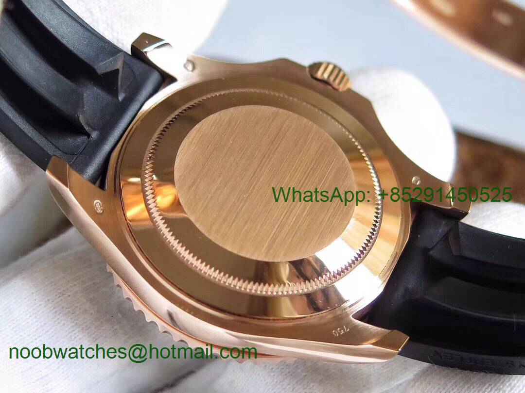 Replica Rolex Yacht-Master 40 116695SATS Rainbow Crystal Noob 1:1 Best Edition 904L Black Rubber Strap (Free Extra Strap