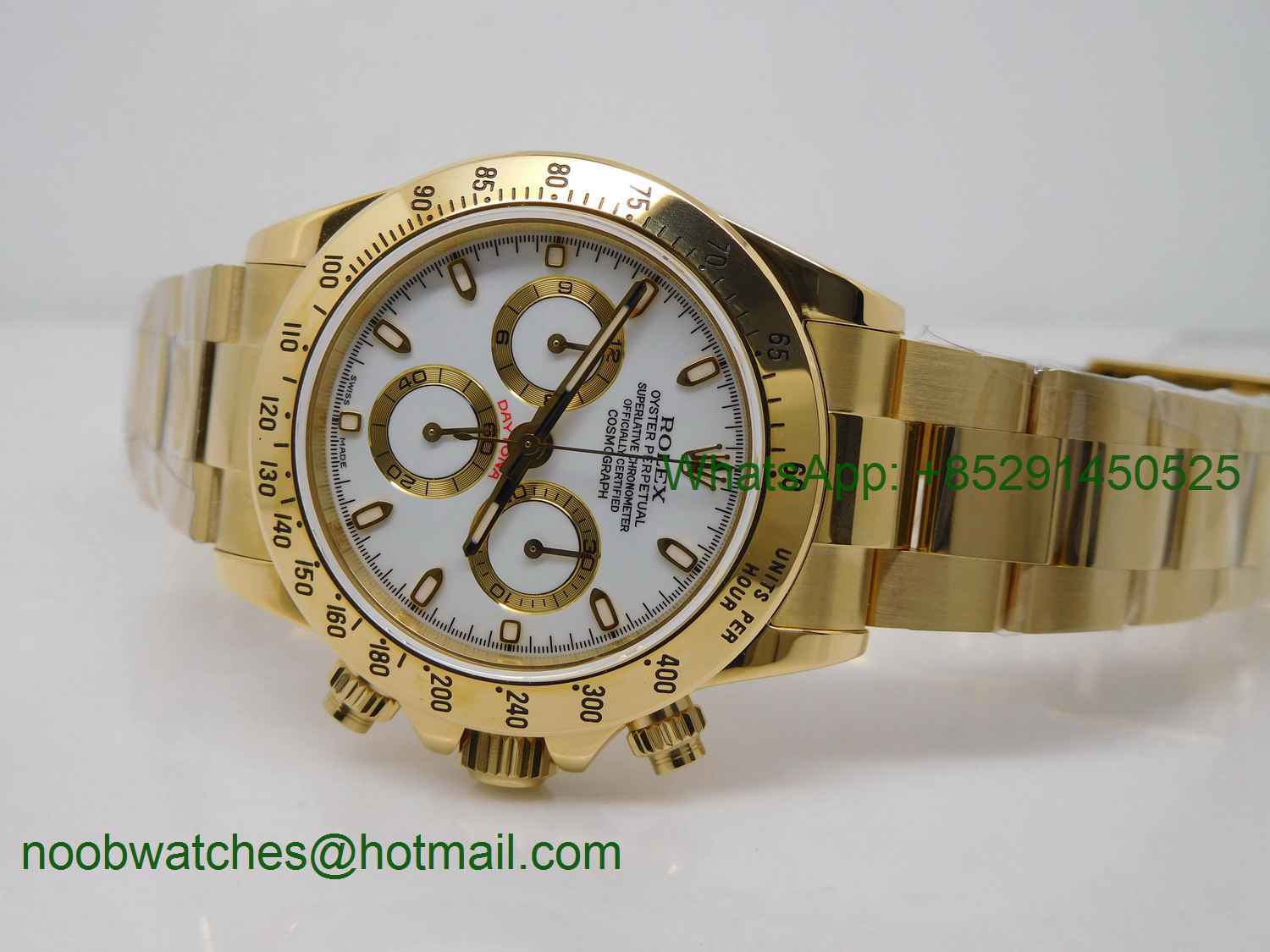 Replica Rolex Daytona ALL Yellow Gold White Dial BP Factory 1:1 Version A7750 on Bracelet