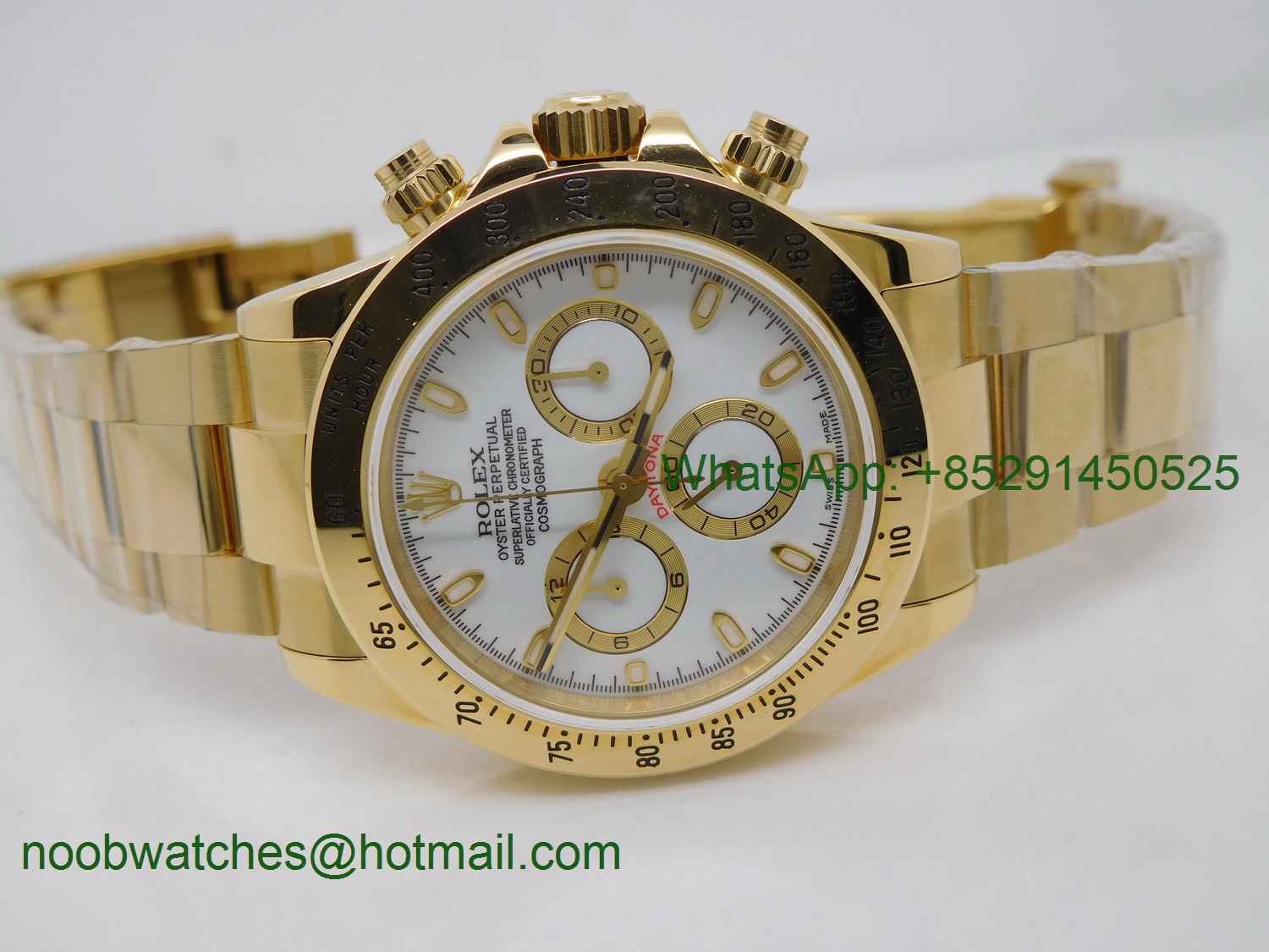 Replica Rolex Daytona ALL Yellow Gold White Dial BP Factory 1:1 Version A7750 on Bracelet