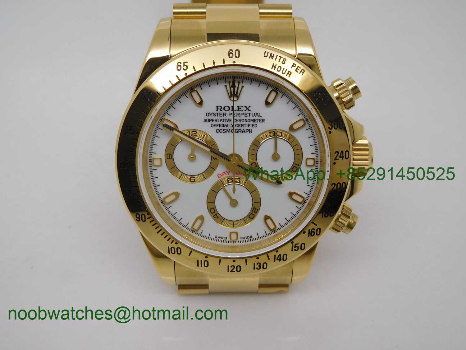 Replica Rolex Daytona ALL Yellow Gold White Dial BP Factory 1:1 Version A7750 on Bracelet