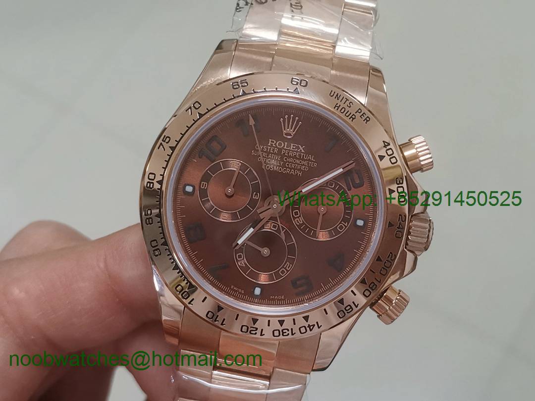 Replica Rolex Daytona Rose Gold Brown Dial BP Factory 1:1 Version A7750