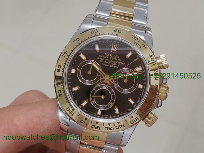 Replica Rolex Daytona 116523 2tone Steel/Yellow Gold Black Dial BP Factory 1:1 Best Version A7750