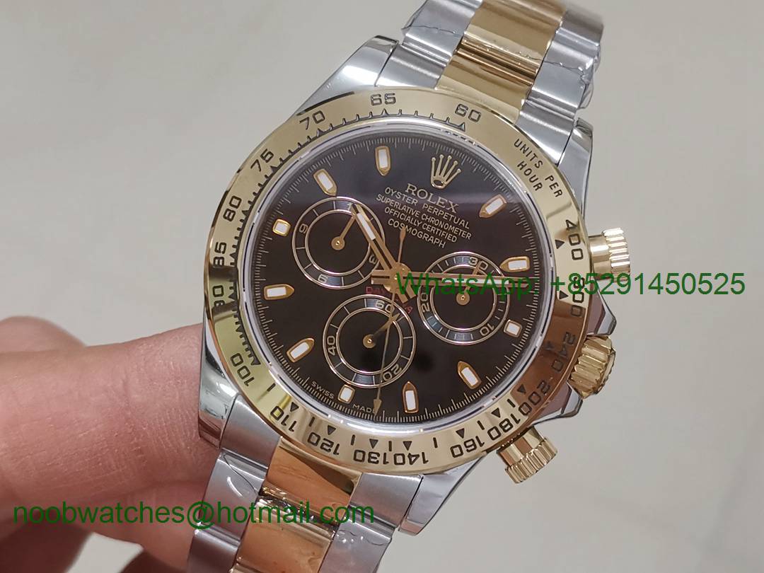 Replica Rolex Daytona 116523 2tone Steel/Yellow Gold Black Dial BP Factory 1:1 Best Version A7750