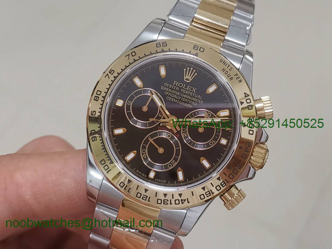 Replica Rolex Daytona 116523 2tone Steel/Yellow Gold Black Dial BP Factory 1:1 Best Version A7750