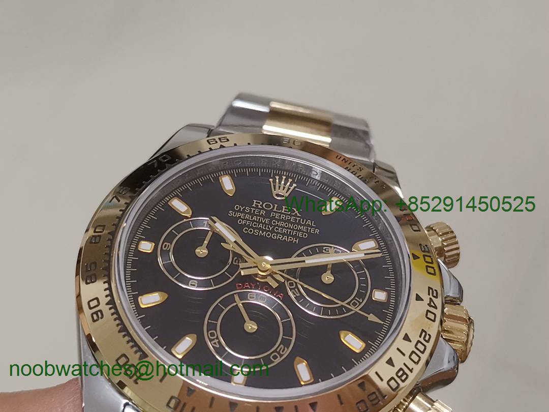 Replica Rolex Daytona 116523 2tone Steel/Yellow Gold Black Dial BP Factory 1:1 Best Version A7750