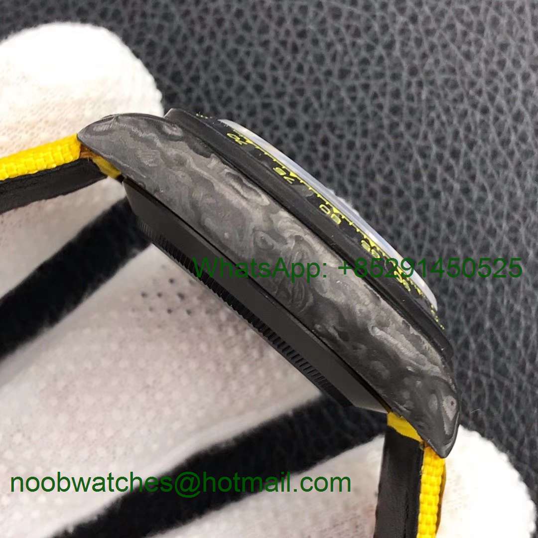 Replica Rolex Daytona DIW WWF Best Edition Carbon Case and Bezel Black Dial Yellow Nylon Strap A7750