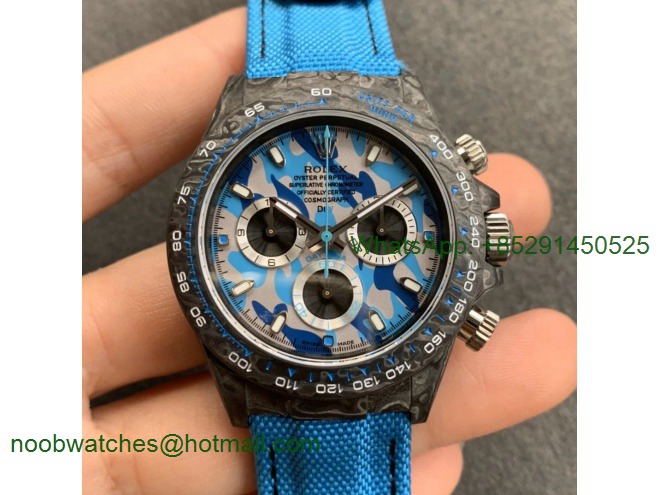 Replica Rolex Daytona WWF Best CRONUSART Carbon Case Blue Gray Dial Blue Nylon Strap A7750