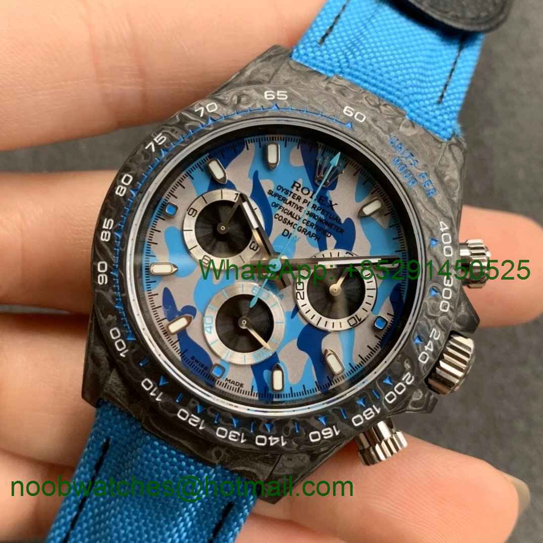 Replica Rolex Daytona WWF Best CRONUSART Carbon Case Blue Gray Dial Blue Nylon Strap A7750