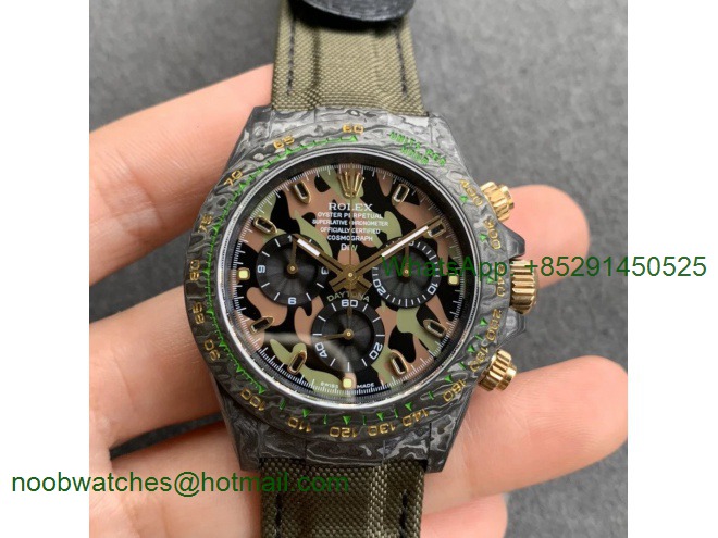 Replica Rolex Daytona WWF Best CRONUSART Carbon Case Camo Dial Green Nylon Strap A7750