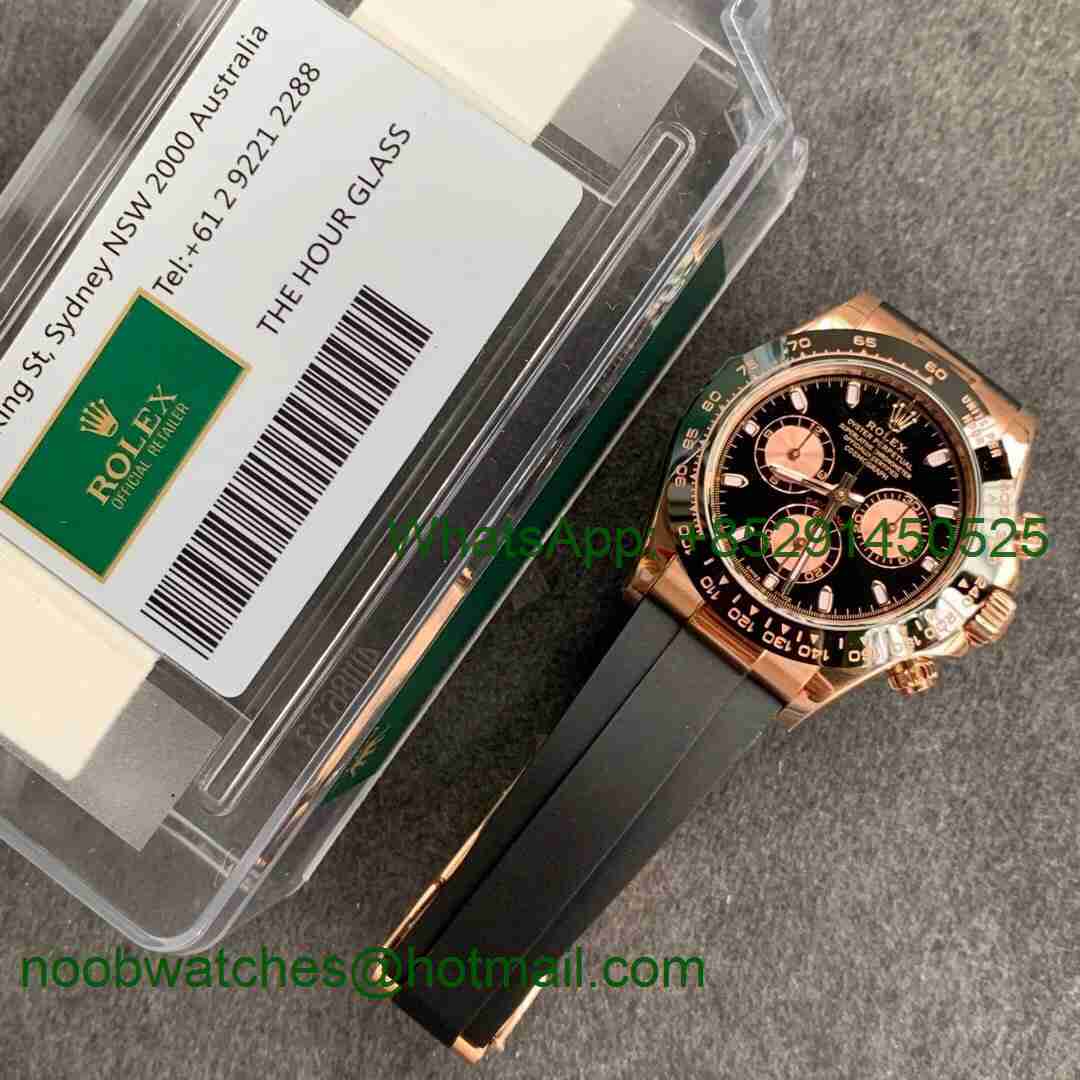 Replica Rolex Daytona 116515 Rose Gold ARF 1:1 Best Black Dial Black Rubber A4130 Super Clone V2