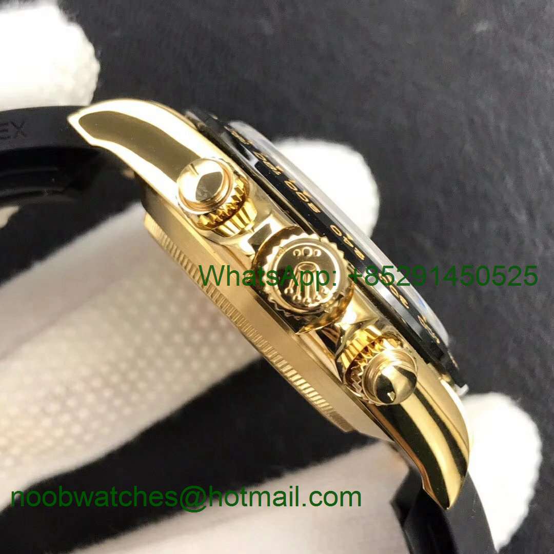 Replica Rolex Daytona 116518 LN Paul Newman ARF 1:1 Best 18kt Yellow Gold Black Dial Oysterflex Strap A4130 V2