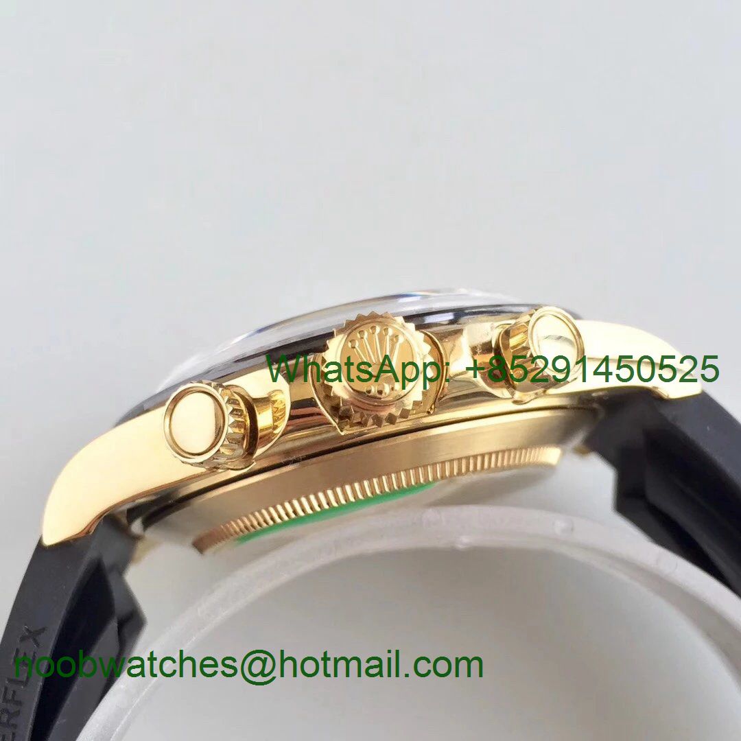 Replica Rolex Daytona 116518 LN ARF 1:1 Best 18kt Yellow Gold Black Dial Oysterflex Strap A4130 V2