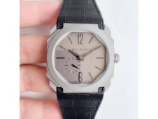 Replica Bvlgari Octo Finissimo Automatique Titanium OXF Best Edition Light Gray Dial on Leather A138 Micro Rotor