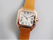 Replica Cartier Santos de Cartier 40mm Rose Gold V6F 1:1 Best Edition White Dial on Brown Leather Strap MIYOTA 9015