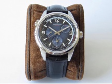 Replica Jaeger Lecoultre JLC Polaris Geographic TWA SS Blue Textured Dial on Black Leather Strap A936