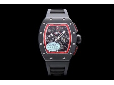 Replica Richard Mille RM011 Real Ceramic Case Chronograph KVF 1:1 Best Edition Crystal Skeleton Dial Black Rubber A7750