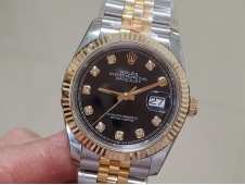 Replica Rolex DateJust 36mm 2tone 18kt Yellow Gold 116233 GMF 1:1 Best Black Dial Diamond Markers A2836