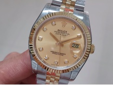 Replica Rolex DateJust 36mm 2tone 18kt Yellow Gold Wrapped 116233 GMF 1:1 Best Gold Dial Diamond Markers A2836